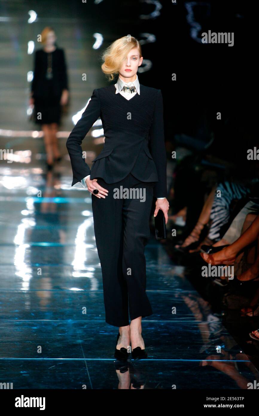 A model displays a creation by Italian designer Giorgio Armani for his fall winter 2008-2009 Haute-Couture collection show in Paris, France on June 30, 2008. Photo by Java/ABACAPRESS.COM Stock Photo