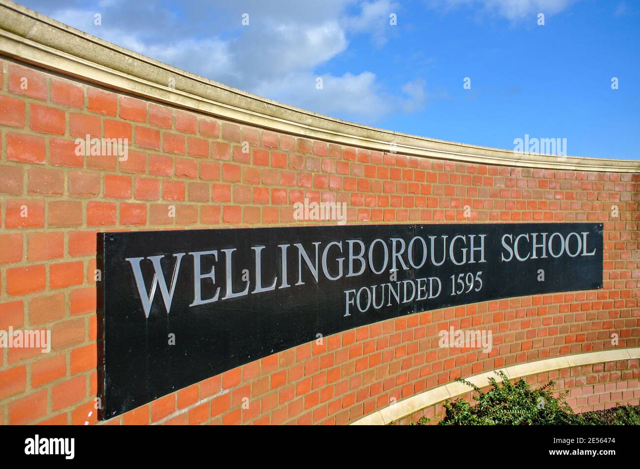 Wellingborough School sign in Wellingborough Northampton England UK Stock Photo