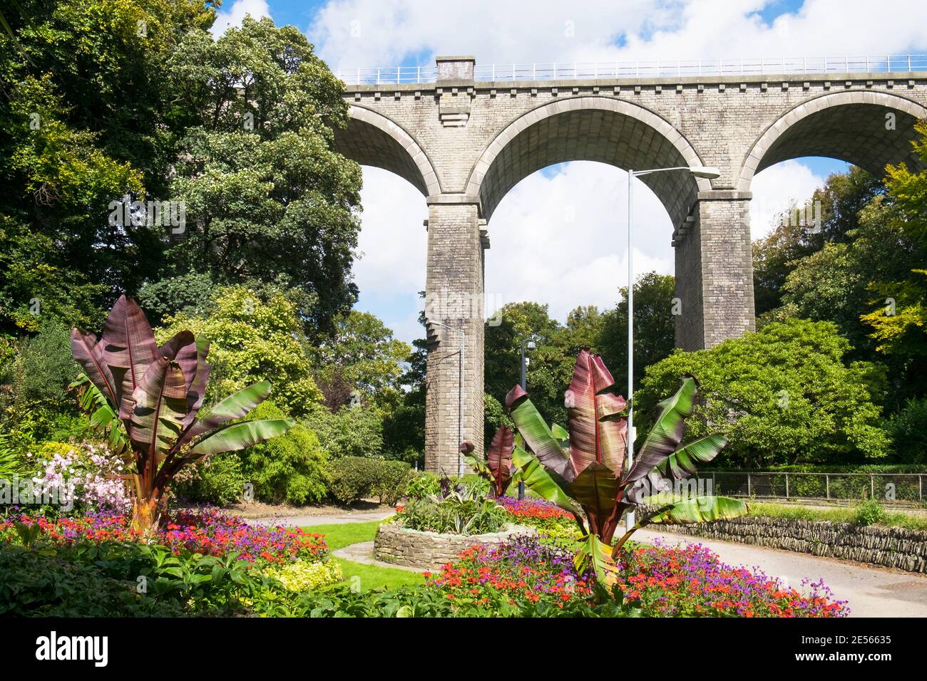 The impressive Grade II listed Trenance Railway Viaduct overlooking the