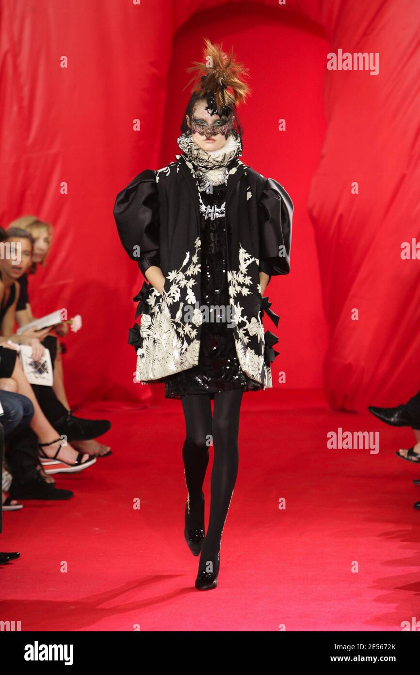 A model presents a creation by French designer Christian Lacroix as part of his Autumn/Winter 2008-2009 Haute Couture fashion collection in Paris July 1st, 2008. Photo by Java/ABACAPRESS.COM Stock Photo