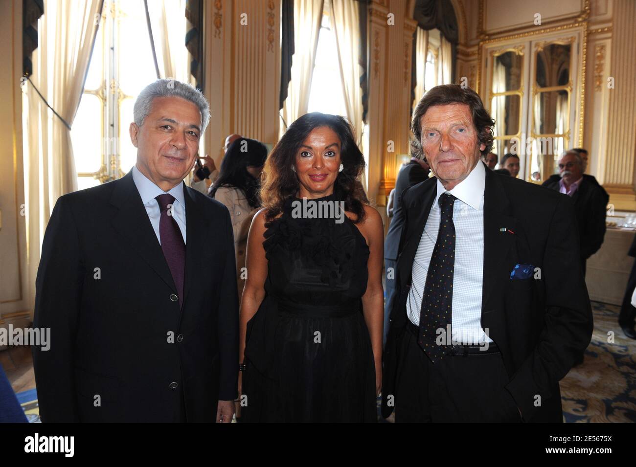 Olivier Stirn and his wife, and Boutros Assaker, Lebanese Ambassador to France seen during an award ceremony at the French ministry of Culture in Paris, France on July 09, 2008. Photo by Ammar Abd Rabbo/ABACAPRESS.COM Stock Photo