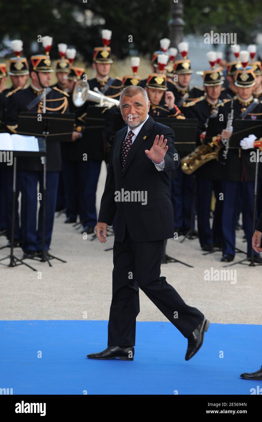 Croatia's President Stipe Mesic arrives for a dinner hosted for the Heads of Delegation, their spouses, and Ministers at the Petit Palais, after attending Paris' Union for the Mediterranean founding summit in Paris, France on July 13, 2008. Photo by Abd Rabbo-Mousse/ABACAPRESS.COM Stock Photo