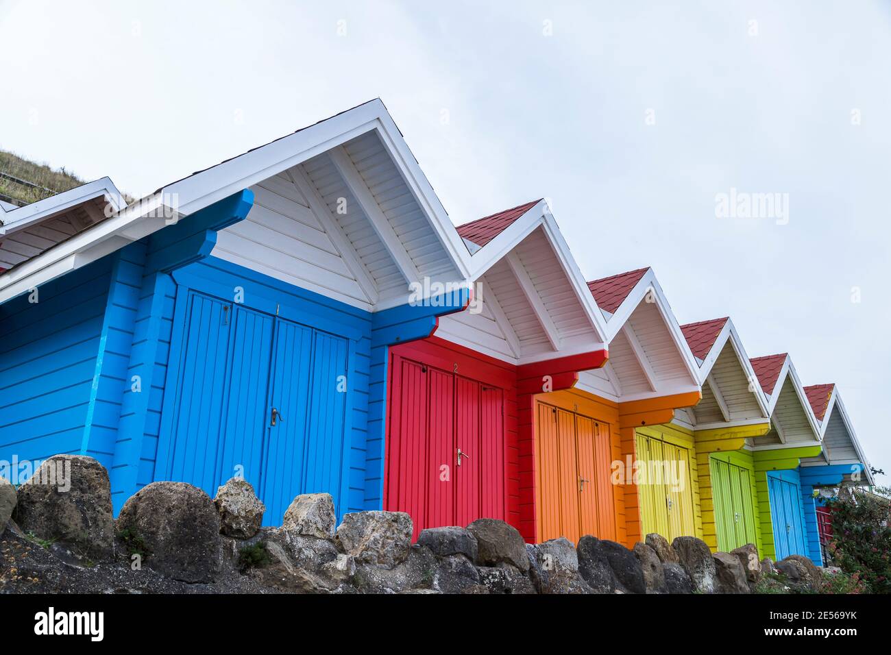 beach chalets scarborough high resolution stock photography and images alamy