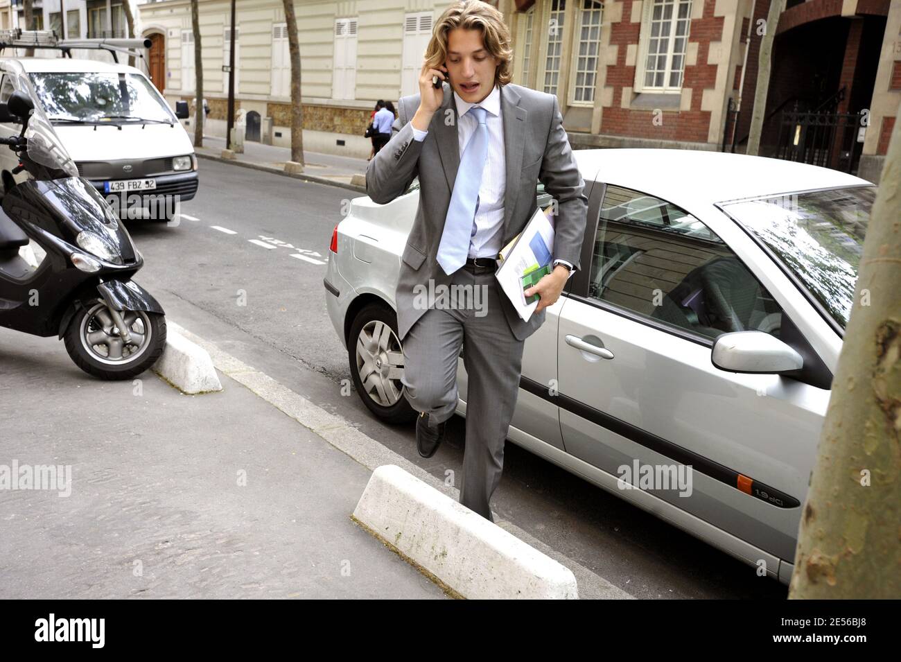 Exclusive. French president's son and head of the ruling UMP party in the local council of the Hauts-de-Seine department Jean Sarkozy in Neuilly-sur-Seine, France on July 17, 2008. Photo by Elodie Gregoire/ABACAPRESS.COM Stock Photo