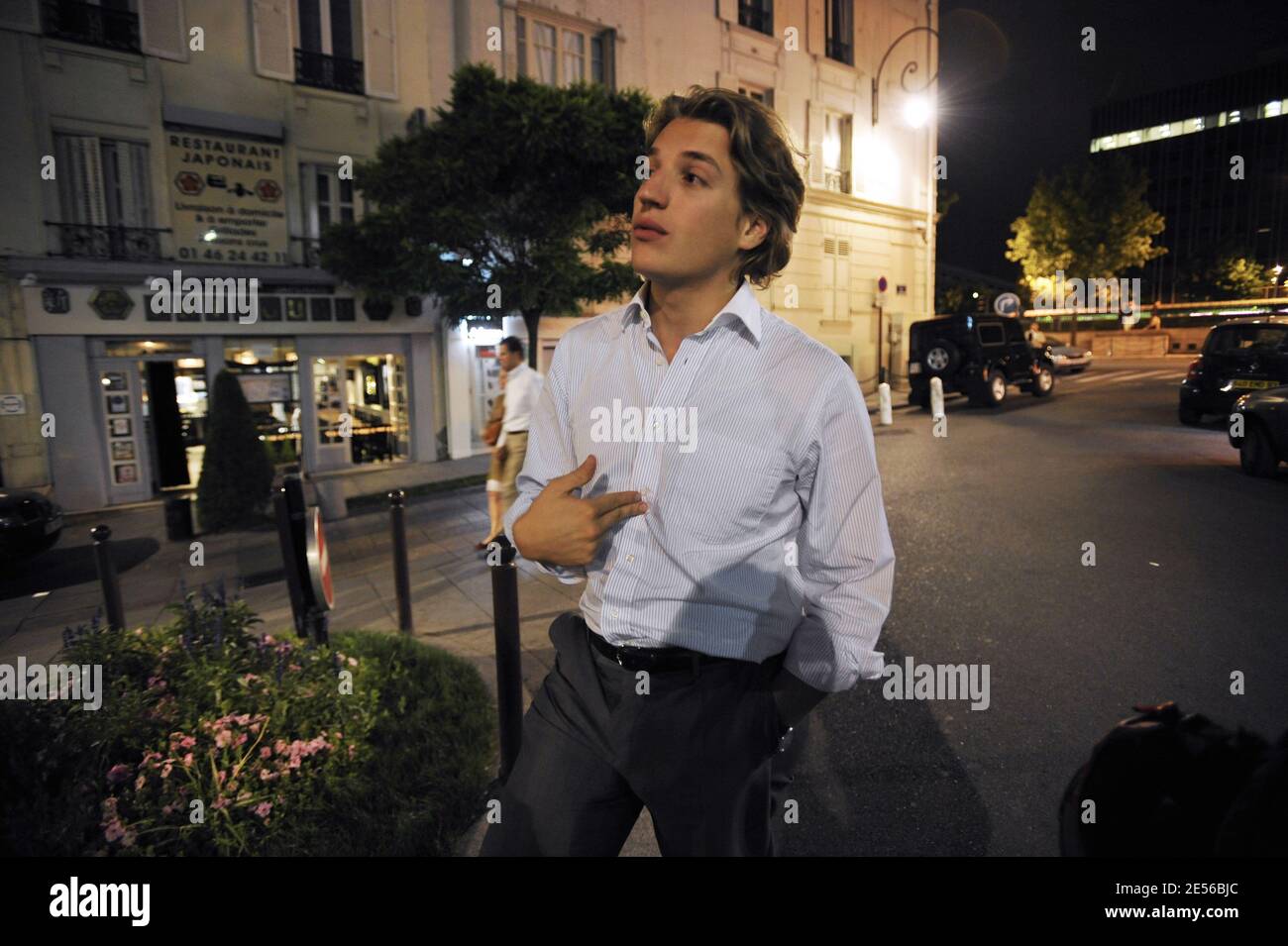 Exclusive. French president's son and head of the ruling UMP party in the local council of the Hauts-de-Seine department Jean Sarkozy in Neuilly-sur-Seine, France on July 17, 2008. Photo by Elodie Gregoire/ABACAPRESS.COM Stock Photo