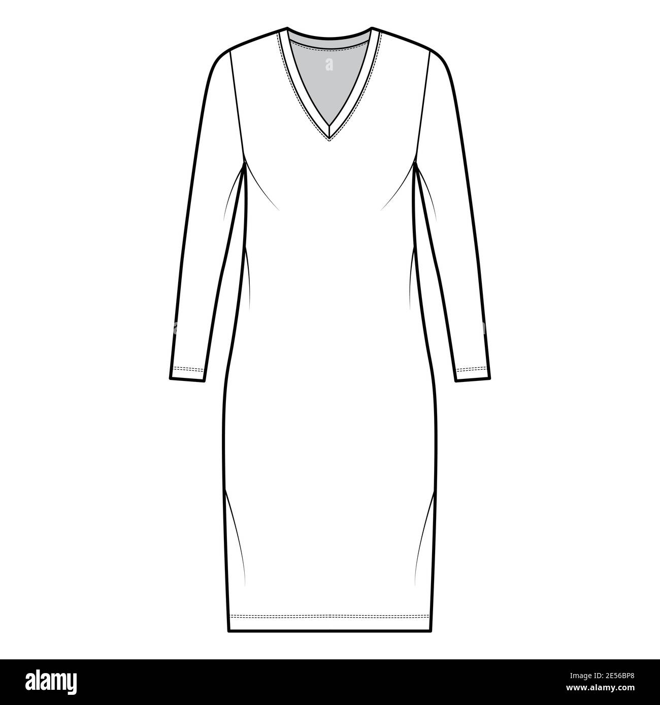 Dress Tunic Technical Fashion Illustration With Tie Elbow Sleeves  Oversized Body Mini Length Skirt Slashed Neck Flat Apparel Front White  Color Style Women Men CAD Mockup Royalty Free SVG Cliparts Vectors And