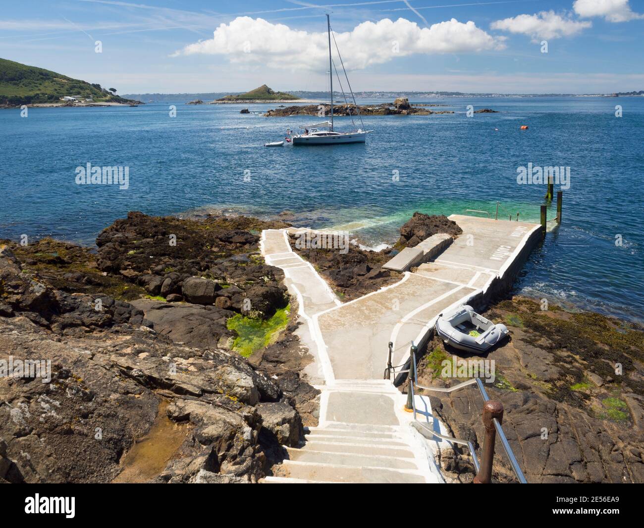 Rosiere Steps on Herm Island in the Channel Islands. Stock Photo