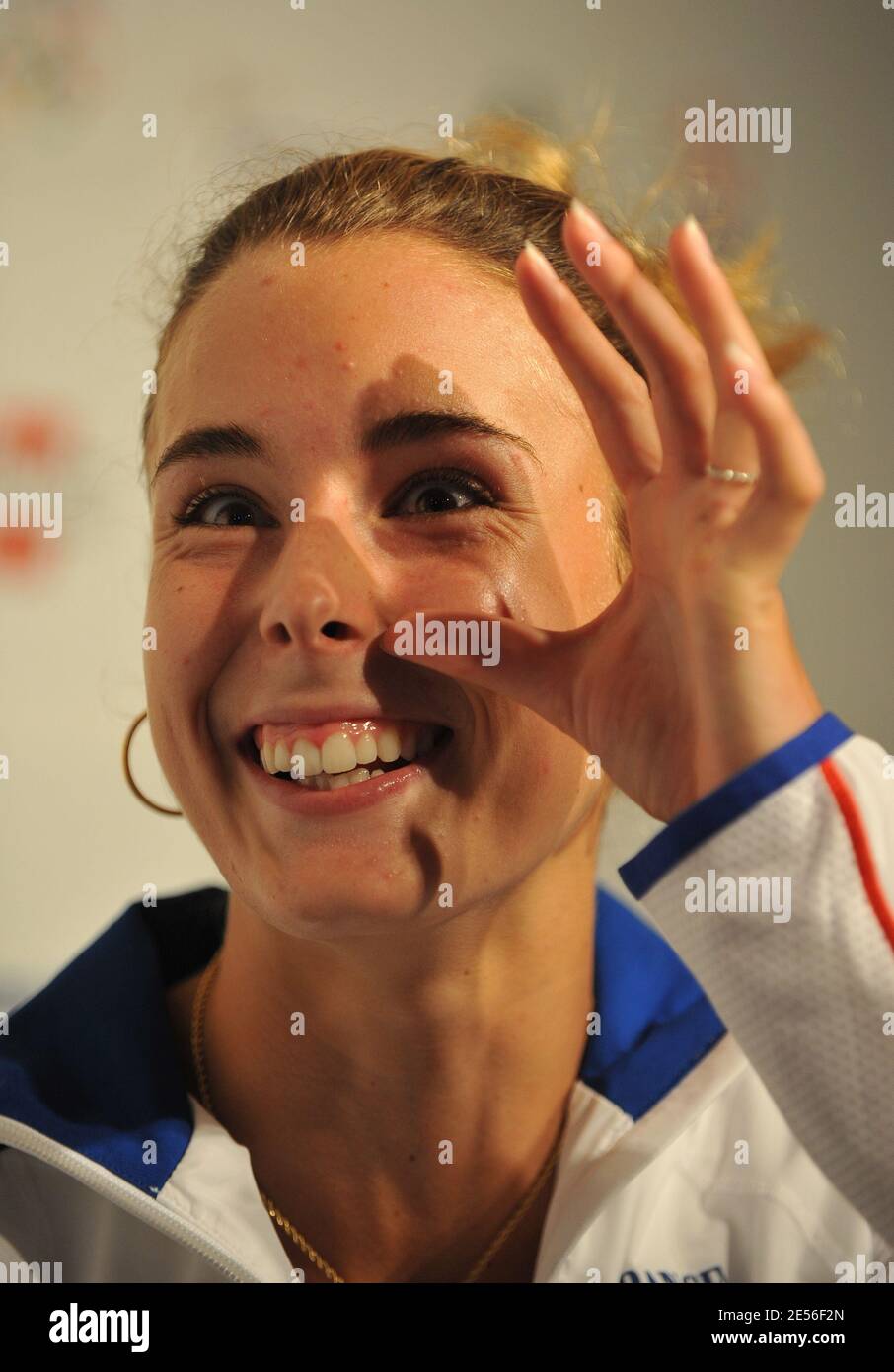 French tenniswoman Alize during a press conference at the club