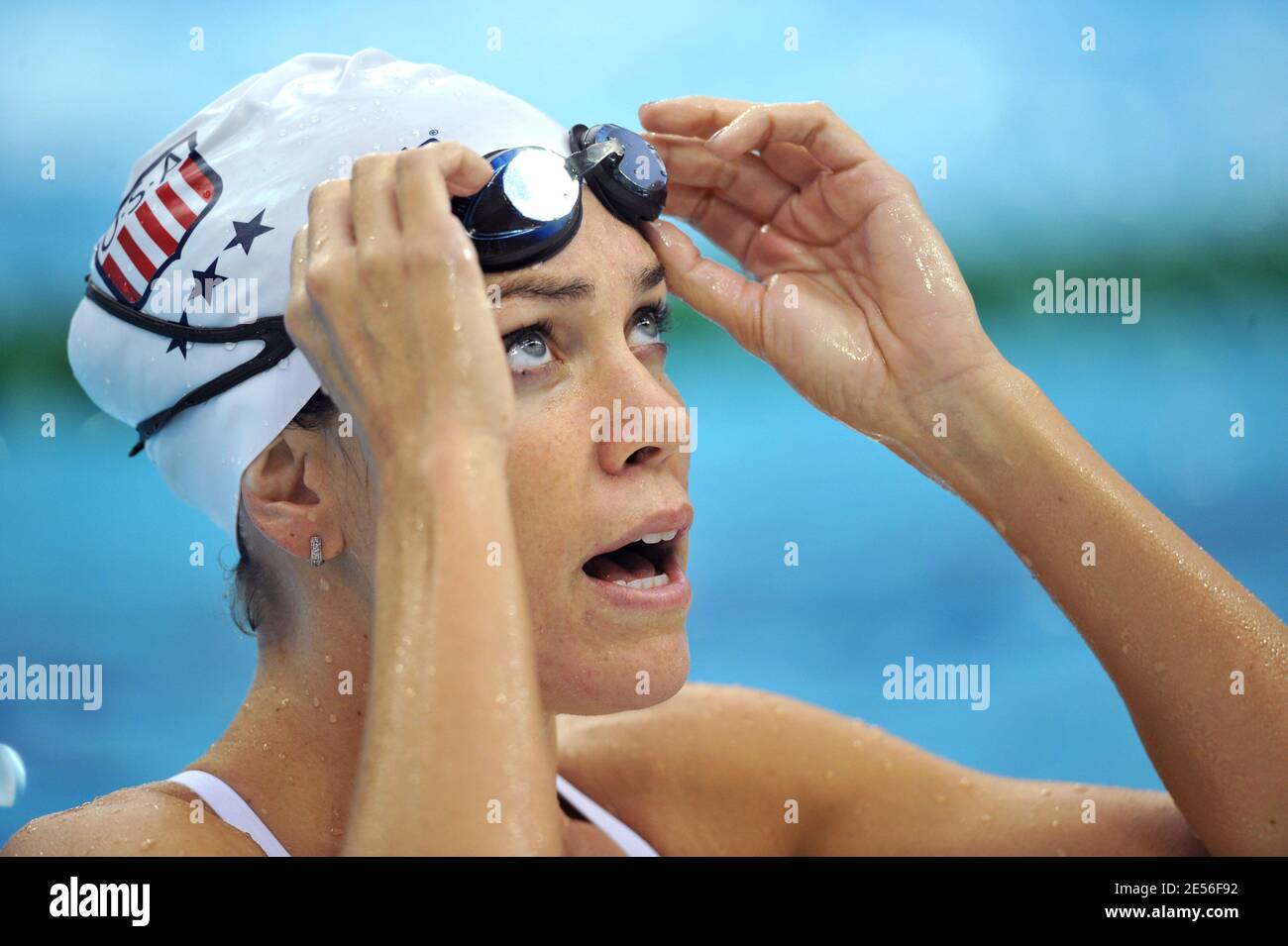 USA's Swimmer Natalie Coughlin during a training session at the National Aquatics Center before the XXIX Olymoic Games, in Beijin, China, on August 7, 2008. Photo by Gouhier-Hahn-Nebinger/Cameleon/ABACAPRESS.COM Stock Photo