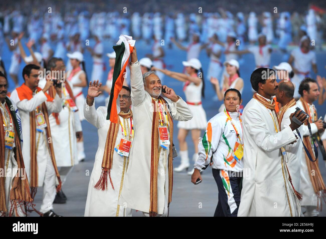 The Indian delegation during the Opening Ceremony for the 2008 Beijing Summer Olympics at the National Stadium in Beijing, China on August 8, 2008. Photo by Jean-Michel Psaila/ABACAPRESS.COM Stock Photo