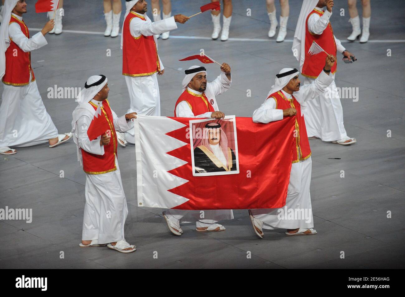 The Bahrein delegation during the Opening Ceremony for the 2008 Beijing Summer Olympics at the National Stadium in Beijing, China on August 8, 2008. Photo by Gouhier-Hahn-Nebinger/ABACAPRESS.COM Stock Photo