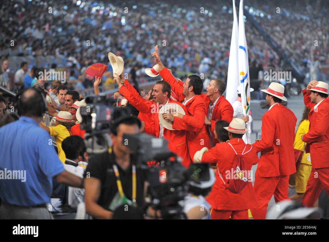 The Spanish delegation during the Opening Ceremony for the 2008 Beijing Summer Olympics at the National Stadium in Beijing, China on August 8, 2008. Photo by Jean-Michel Psaila/ABACAPRESS.COM Stock Photo