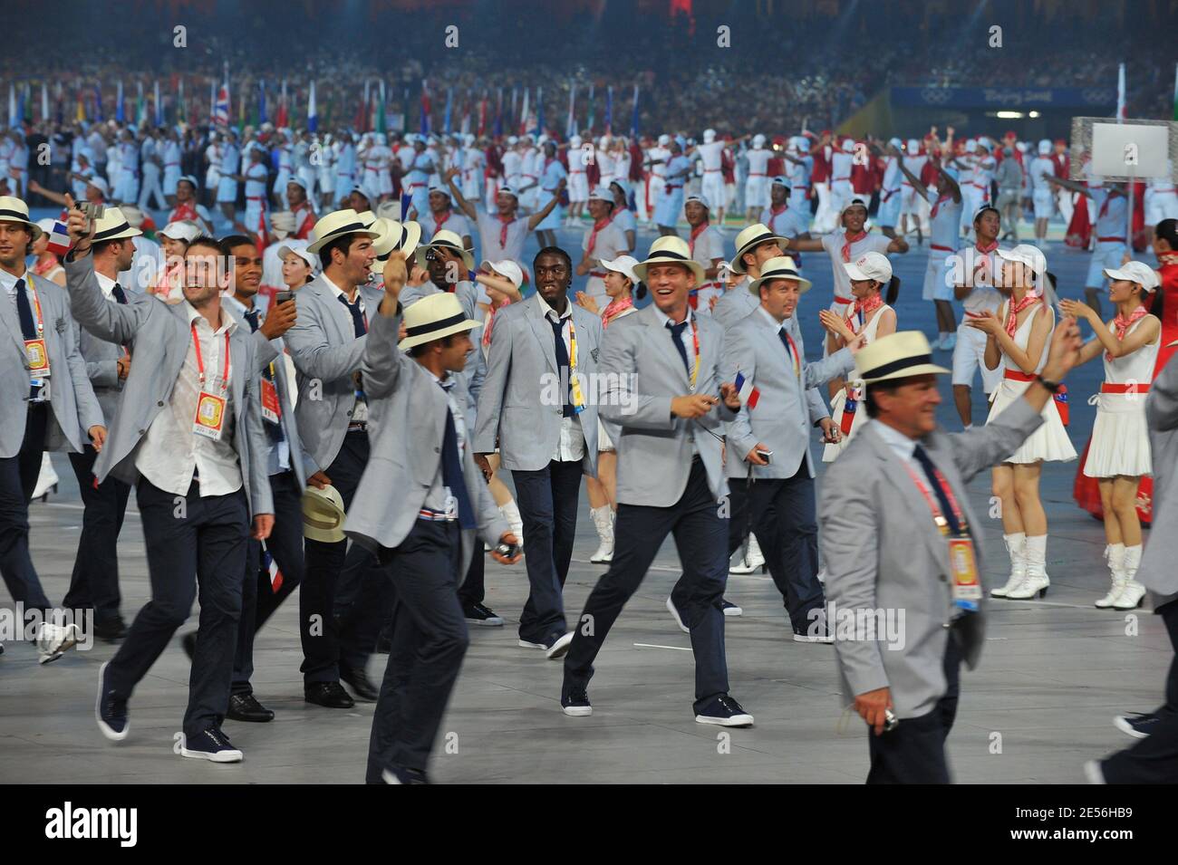 The French delegation during the Opening Ceremony for the 2008 Beijing Summer Olympics at the National Stadium in Beijing, China on August 8, 2008. Photo by Jean-Michel Psaila/ABACAPRESS.COM Stock Photo