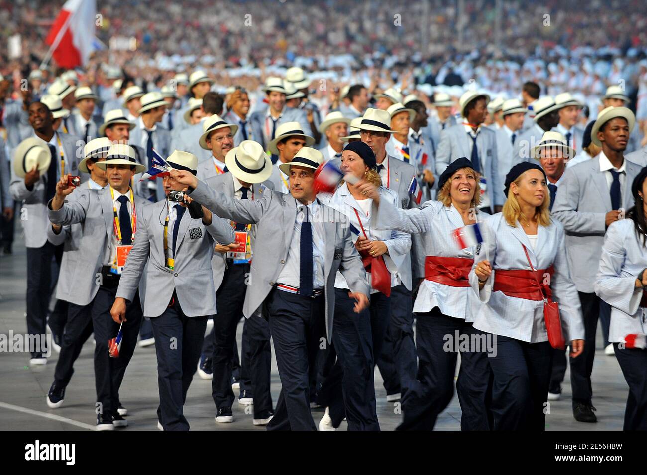 The French delegation during the Opening Ceremony for the 2008 Beijing Summer Olympics at the National Stadium in Beijing, China on August 8, 2008. Photo by Jean-Michel Psaila/ABACAPRESS.COM Stock Photo