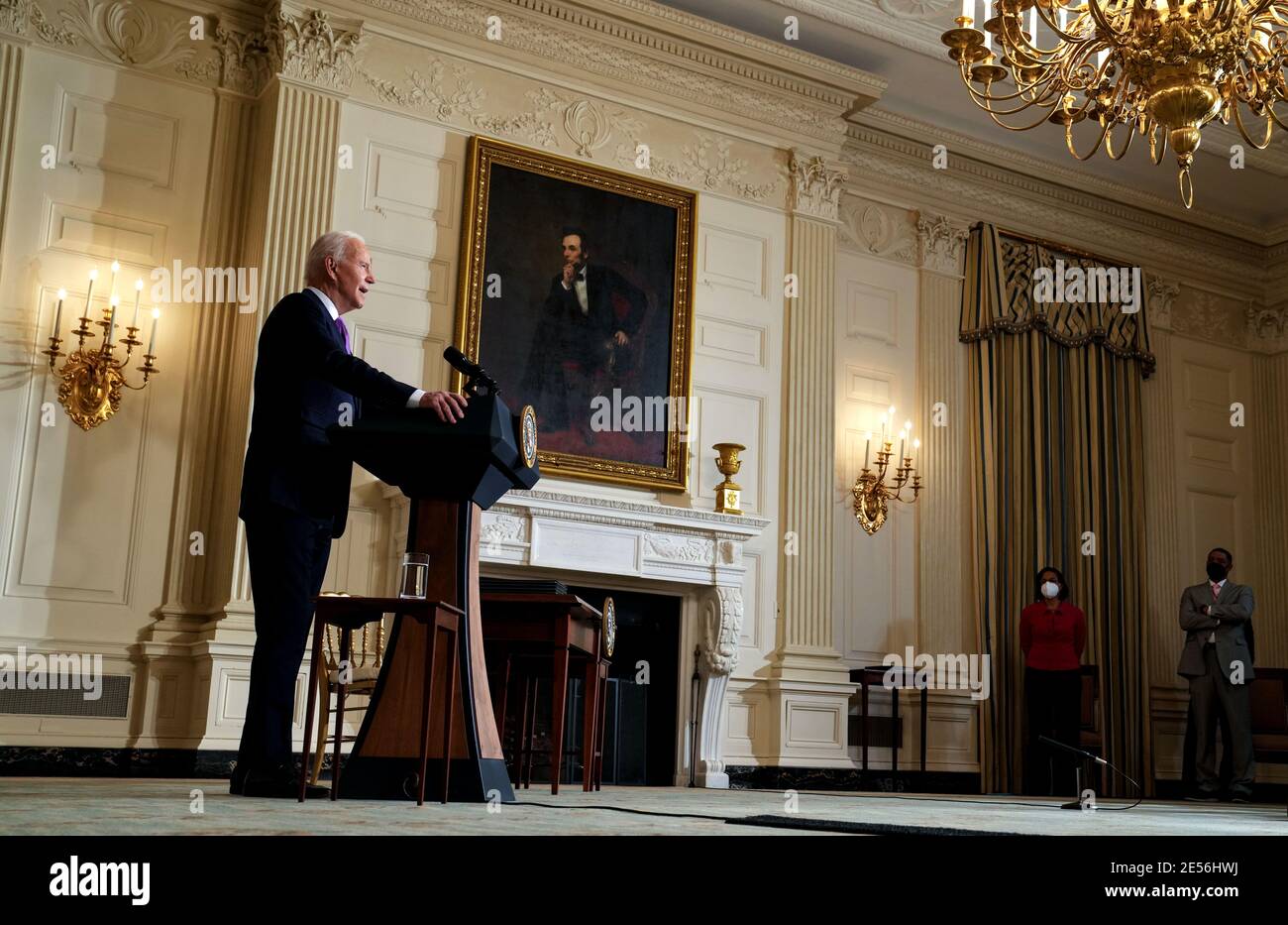 United States President Joe Biden delivers remarks outlining his racial equity agenda and signs executive actions in the State Dining Room of the White House, Tuesday, Jan. 26, 2021. Credit: Doug Mills/Pool via CNP /MediaPunch Stock Photo