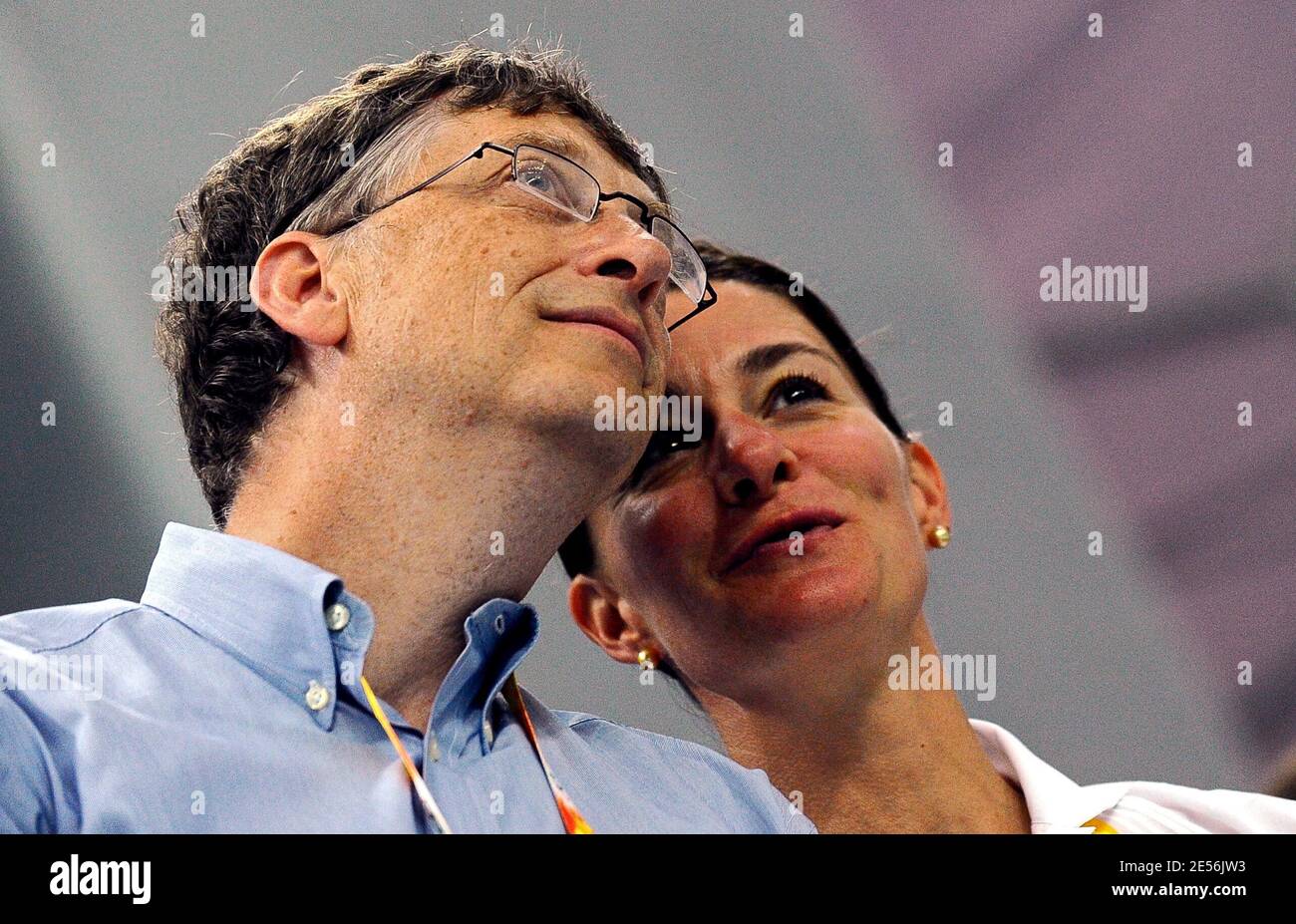 Bill Gates and his wife Melinda attend the Swimming Finals during the XXIX Olympiad at the National Aquatics Center in Beijing, China on August 10, 2008. Photo by Jing Min/Cameleon/ABACAPRESS.COM Stock Photo