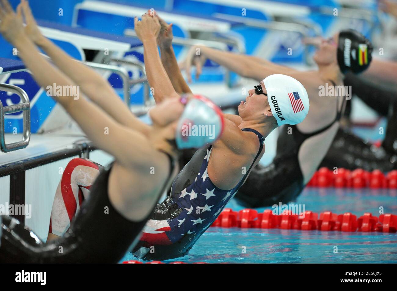 USA's Natalie Coughlin competes on women's 100 meters backstroke during the Swimming preliminary swimming qualification at the XXIX Olympic Games in Beijing, China on August 9, 2008. Photo by Gouhier-Hahn-Nebinger/Cameleon/ABACAPRESS.COM Stock Photo