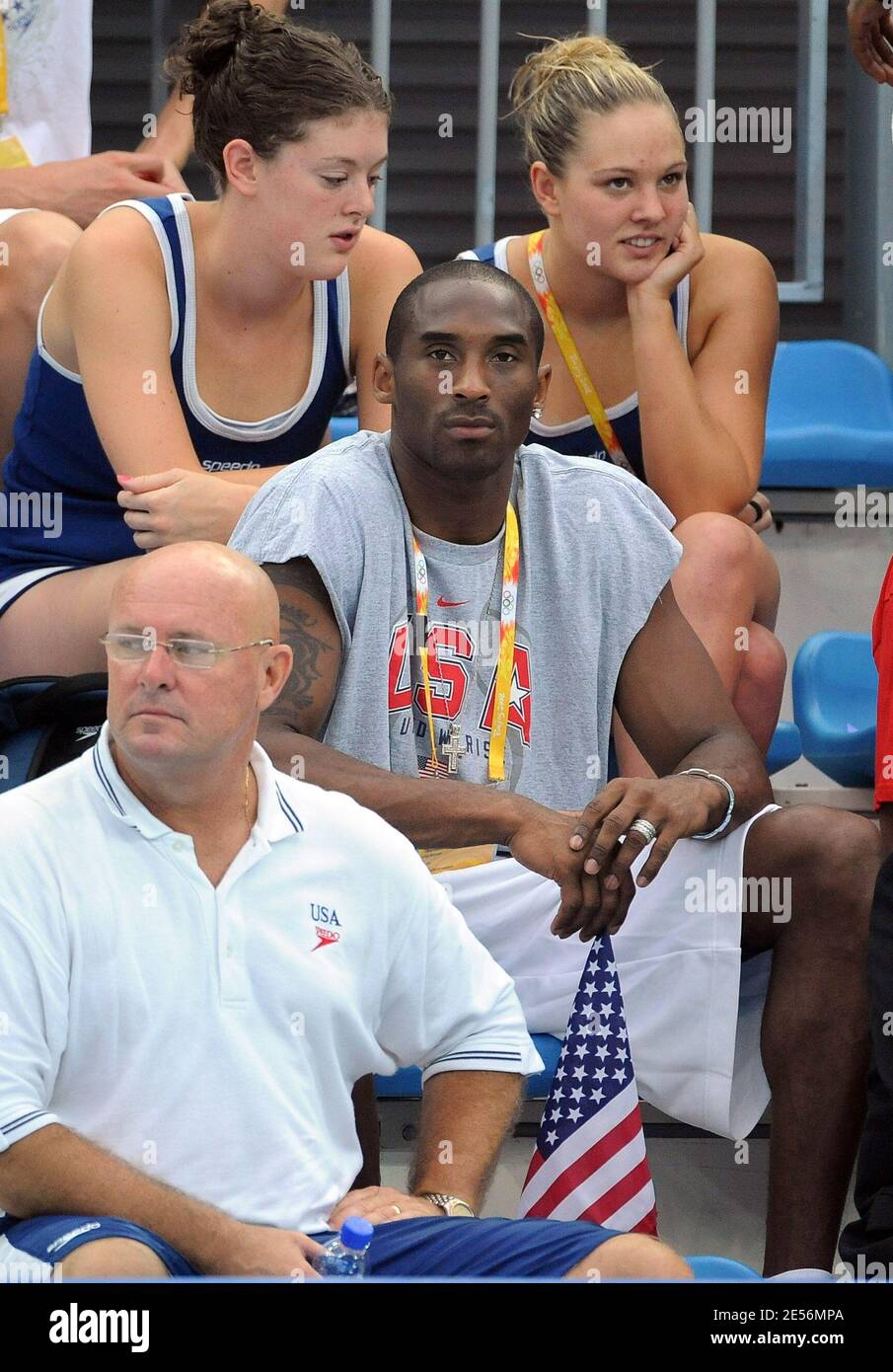 NBA star Kobe Bryant during the men's 4x200m freestyle relay swimming