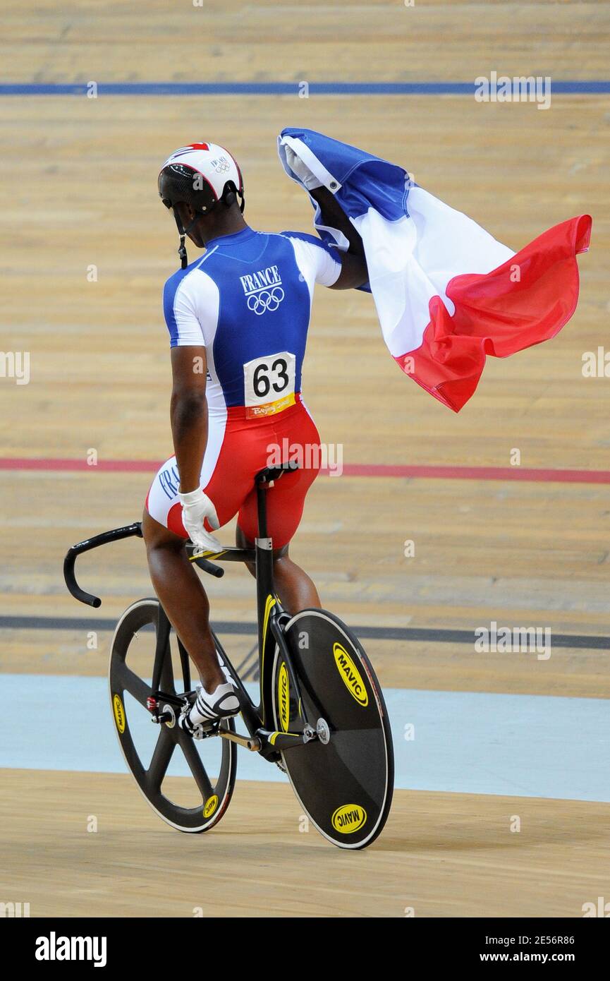 France's Gregory Bauge wins the silver medal on men's team sprint during the Beijing Olympic Games Day 7 at the Laoshan Velodrome in Beijing, China on August 15, 2008. Photo by Gouhier-Hahn-Nebinger/Cameleon/ABACAPRESS.COM Stock Photo