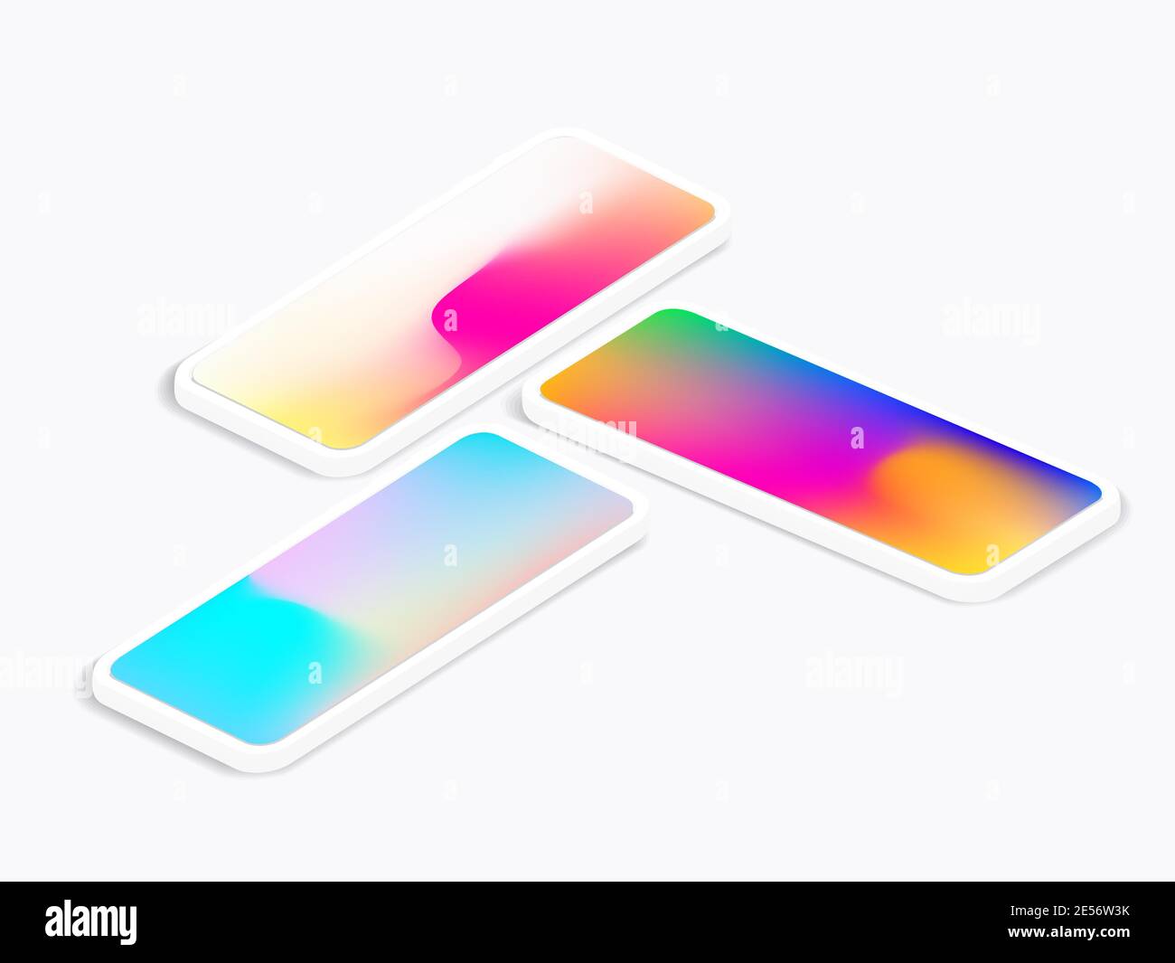 Mobile Phone Realistic in Perspective with Gradient Display Stock Vector