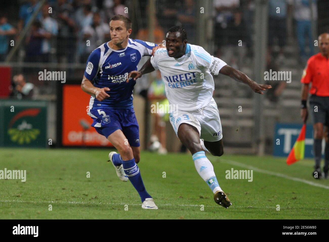 Auxerre's Dariusz Dudka during the match against Marseille in Marseille, France on August 17, 2008 at the Stade Velodrome. Marseille won 4-0. Photo by Stuart Morton/Cameleon/ABACAPRESS.COM Stock Photo