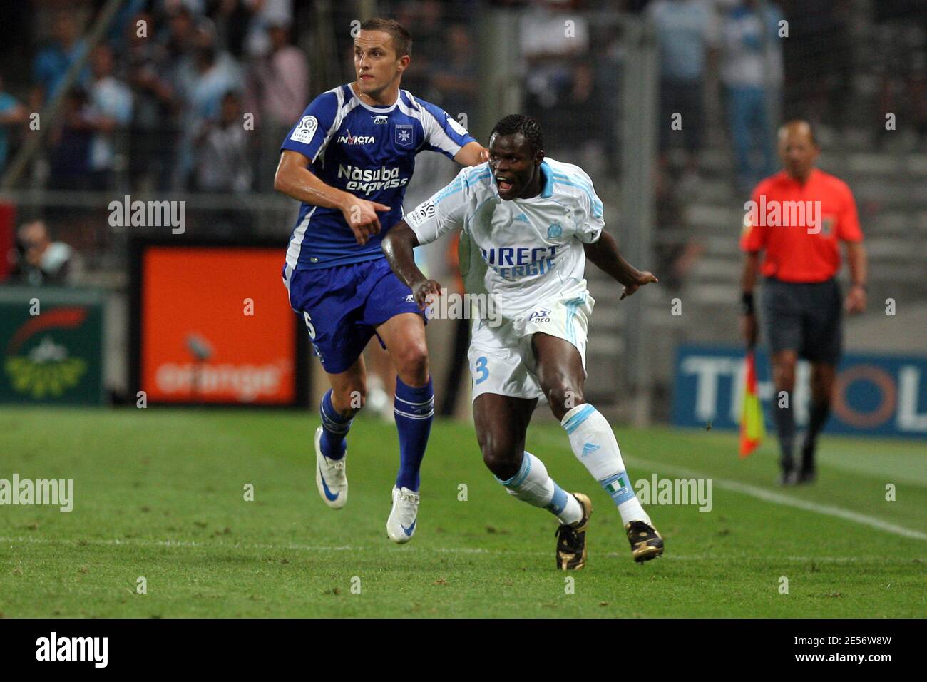 Auxerre's Dariusz Dudka during the match against Marseille in Marseille, France on August 17, 2008 at the Stade Velodrome. Marseille won 4-0. Photo by Stuart Morton/Cameleon/ABACAPRESS.COM Stock Photo