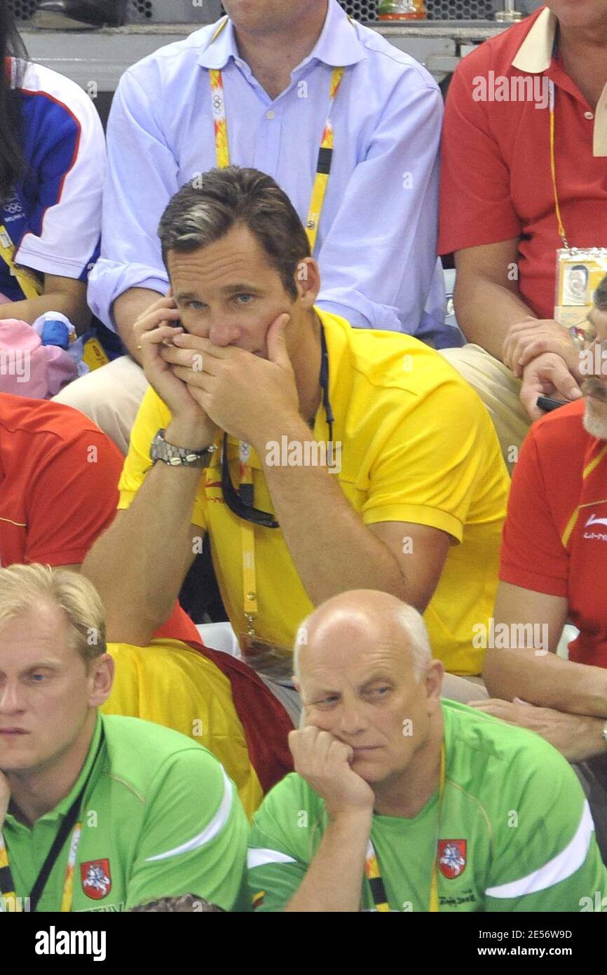 Spain’s Inaki Urdangarin attends the men’s sprint during the Beijing