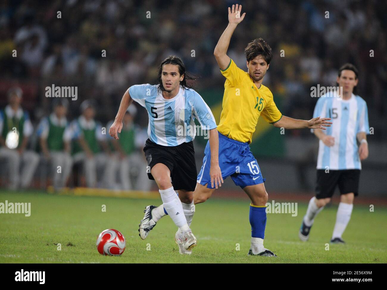 Argentina's Fernando Gago during the football semi-final match held at the Worker's Stadium for the 2008 Beijing Olympics, August 19, 2008. Argentina defeats Brazil 3-0. Photo by Gouhier-Hahn-Nebinger/Cameleon/ABACAPRESS.COM Stock Photo