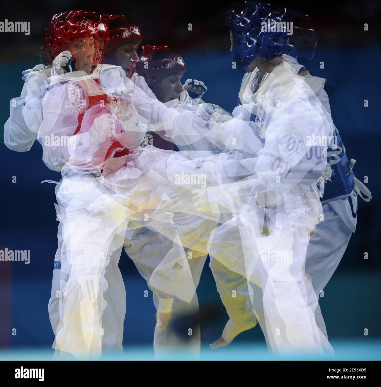 Atmosphere during taekwondo match of the Beijing 2008 Olympic Games Day ...
