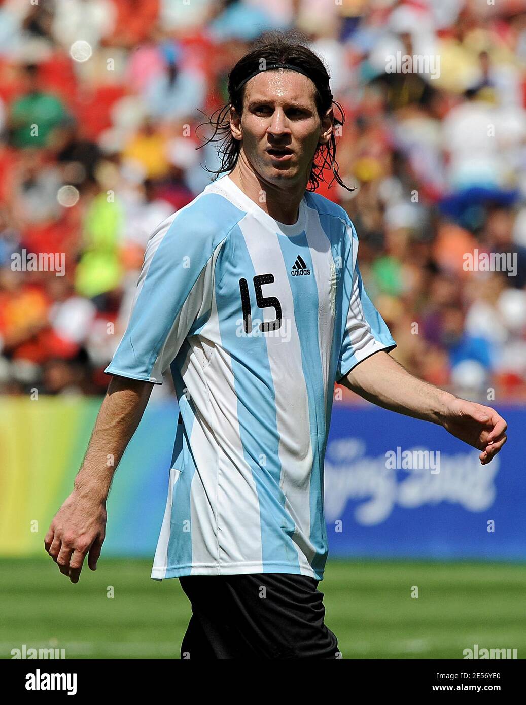 Argentina's Lionel Messi during the Men's Gold Medal football match between  Nigeria and Argentina of Beijing 2008 Olympic Games on Day 15 at the  National Stadium in Beijing, China on August 23,