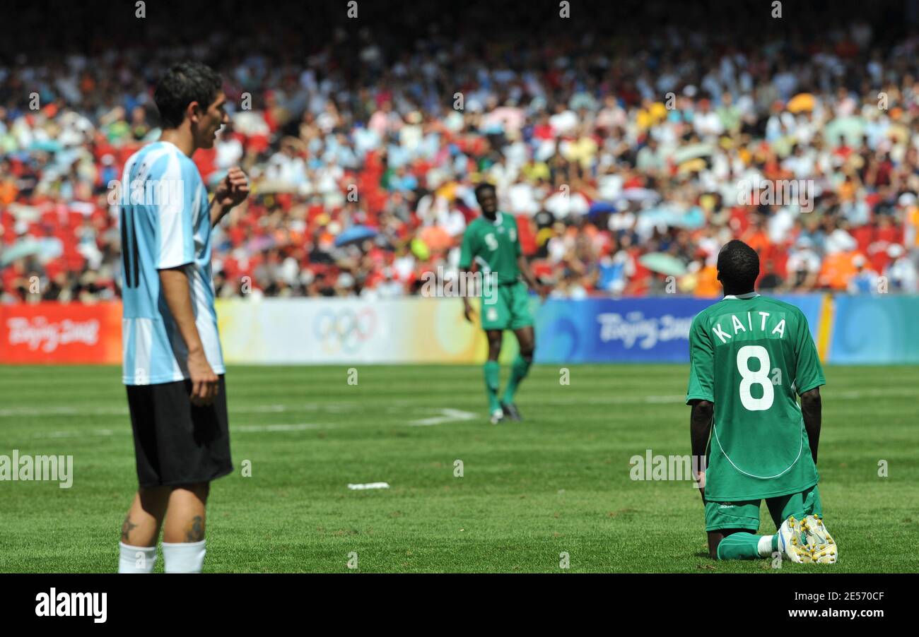 Nigeria S Sani Kaita Stands Dejected After During The Men S Gold Medal Football Match Between Nigeria And Argentina Of Beijing 08 Olympic Games On Day 15 At The National Stadium In Beijing China