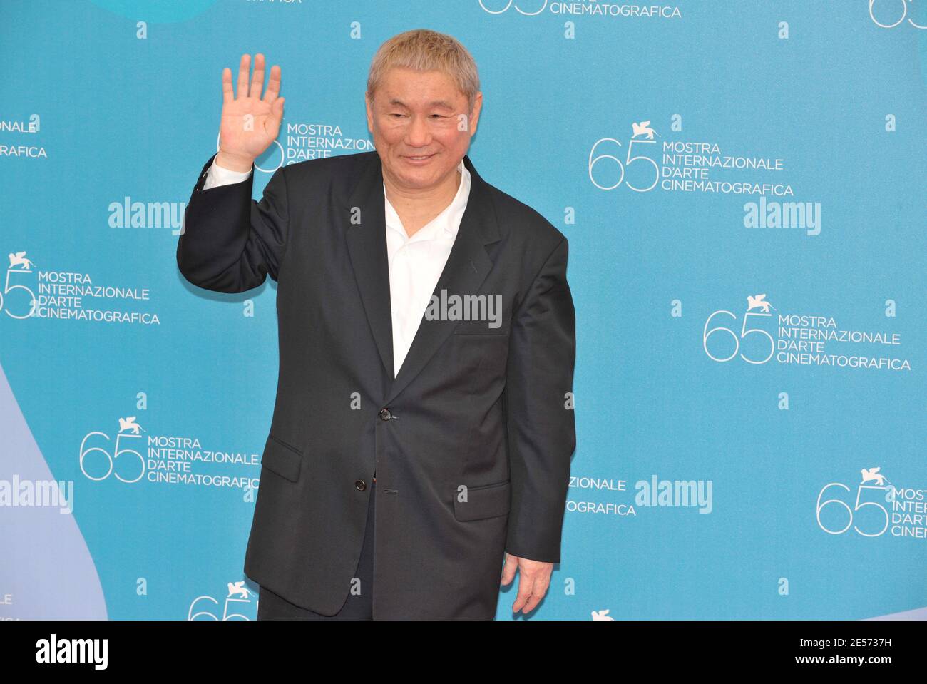 Japanese director Takeshi Kitano poses during a photocall for his movie 'Achilles to Kame' during the 65th Mostra Venice Film Festival at Venice Lido in Venice, Italy on August 28, 2008. Photo by Thierry Orban/ABACAPRESS.COM Stock Photo