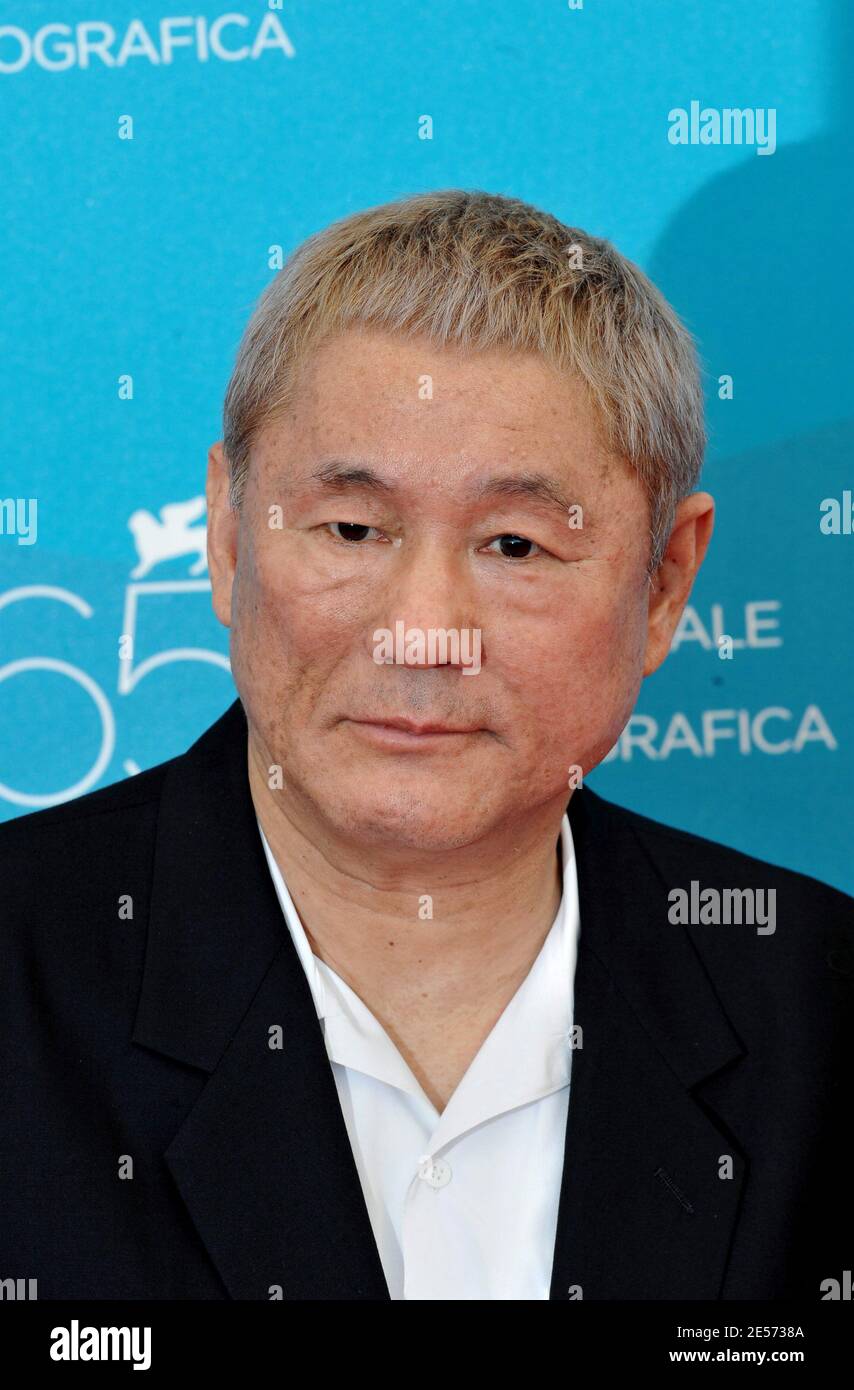 Director Takeshi Kitano during a photocall for his movie 'Achilles to Kame' poses during the 65th Mostra Venice Film Festival at Venice Lido in Venice, Italy on August 28, 2008. Photo by Thierry Orban/ABACAPRESS.COM Stock Photo