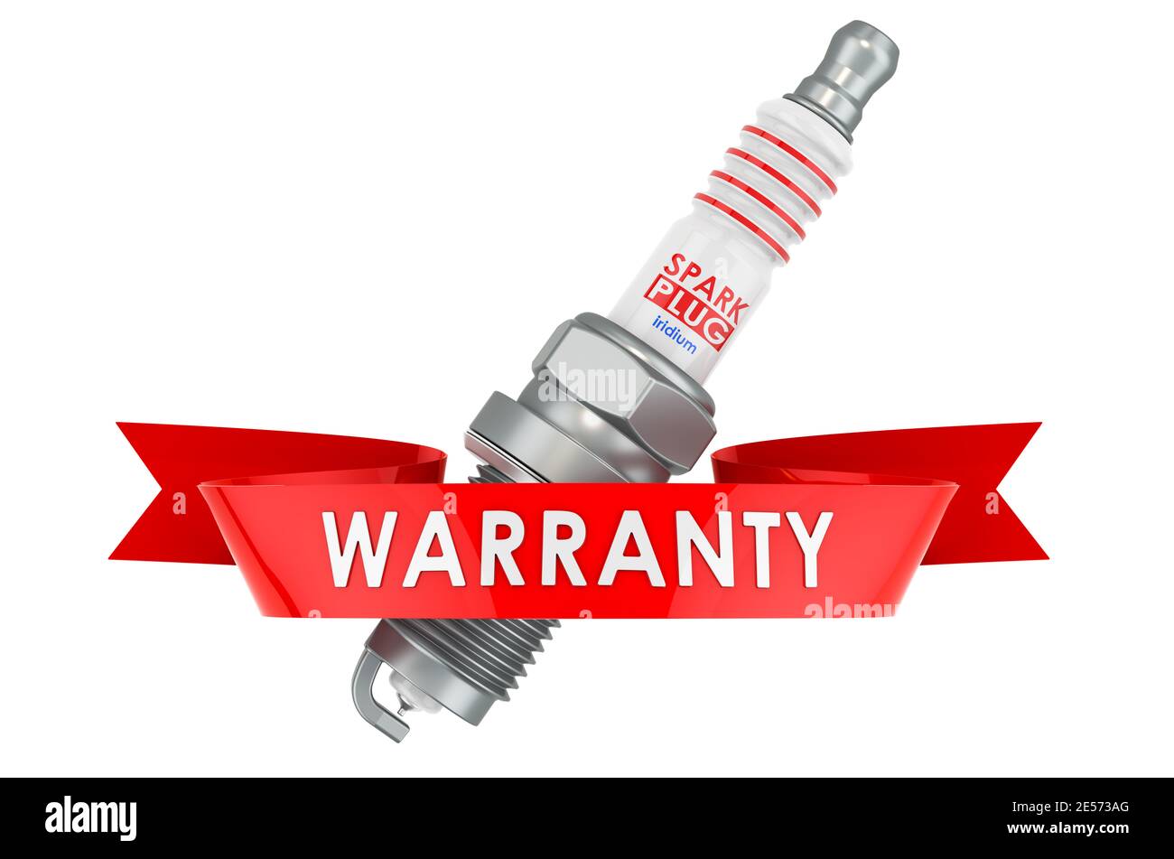 Spark plug warranty concept. 3D rendering isolated on white background