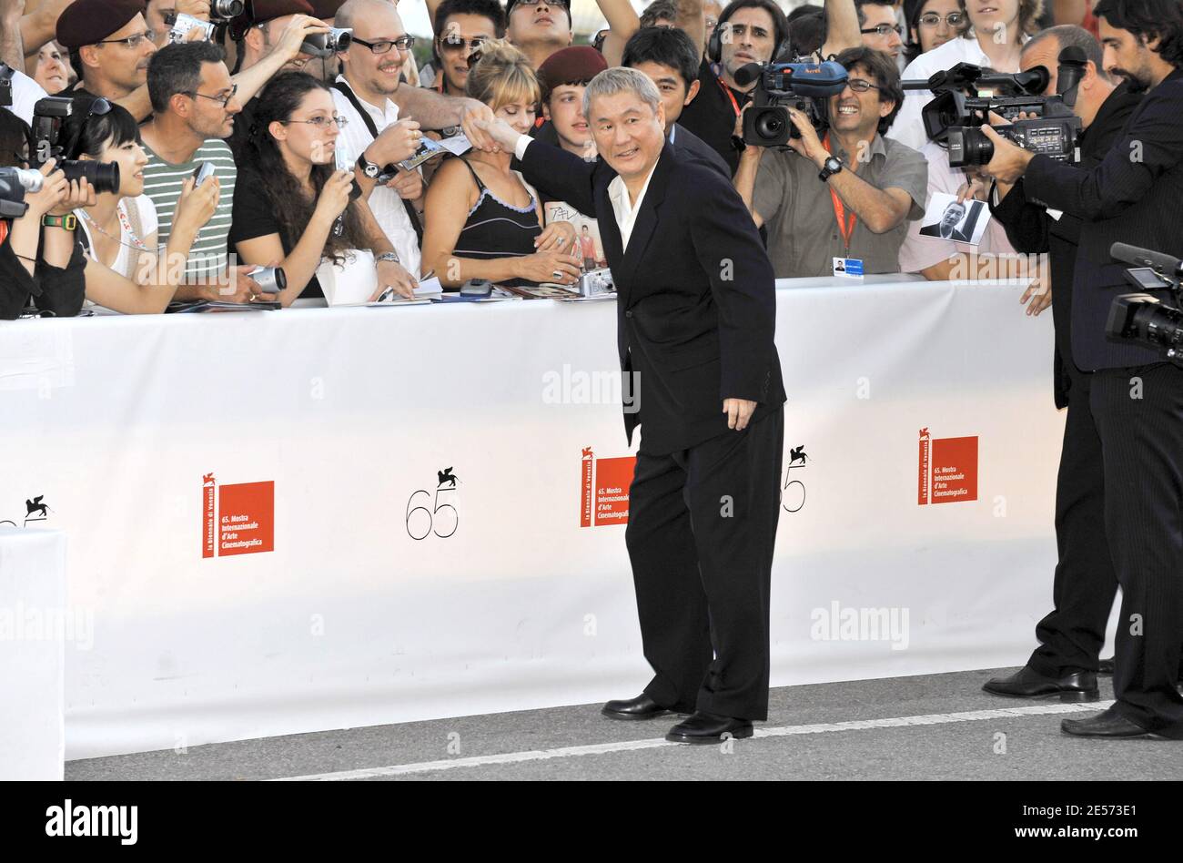 Director and actor Takeshi Kitano arrives at the 'Achilles and the Tortoise' screening during the 65th Mostra Venice Film Festival at Sala Grande in Venice, Italy on August 28, 2008. Photo by Thierry Orban/ABACAPRESS.COM Stock Photo