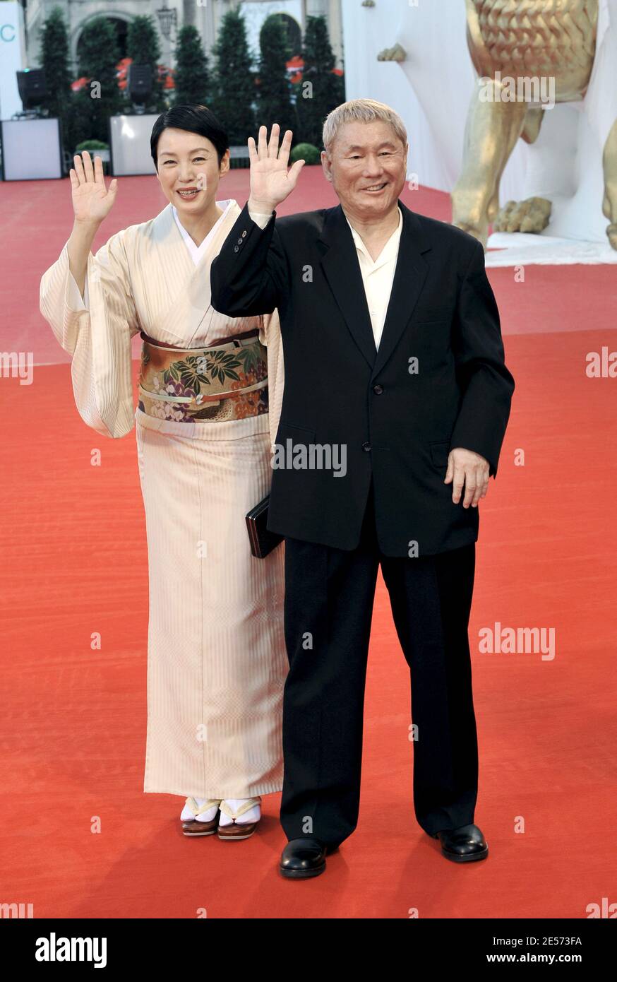 Actress Kanako Higuchi, director Takeshi Kitano arrive at the 'Achilles and the Tortoise' screening during the 65th Mostra Venice Film Festival at Sala Grande in Venice, Italy on August 28, 2008. Photo by Thierry Orban/ABACAPRESS.COM Stock Photo