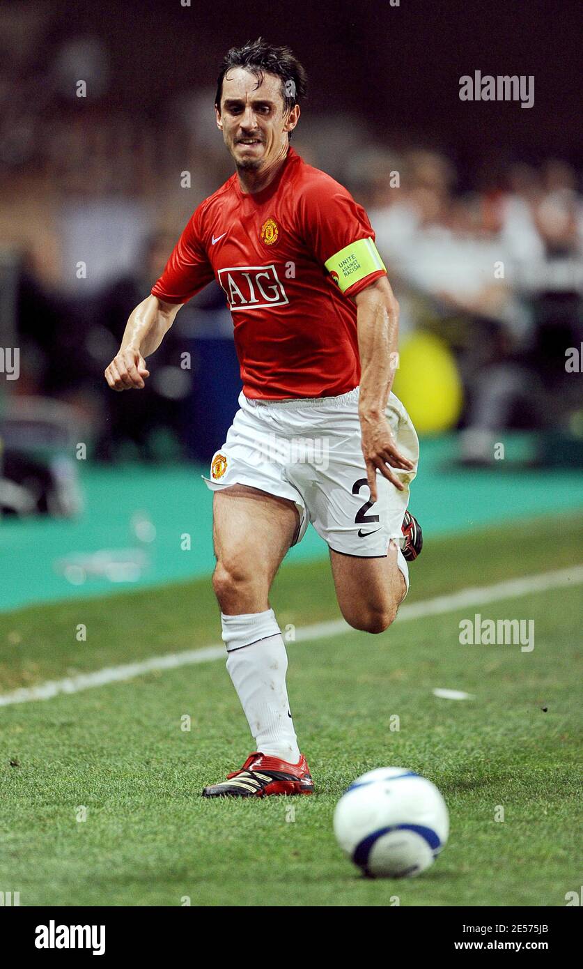 Gary Neville during the UEFA Super Cup Final, Manchester United v