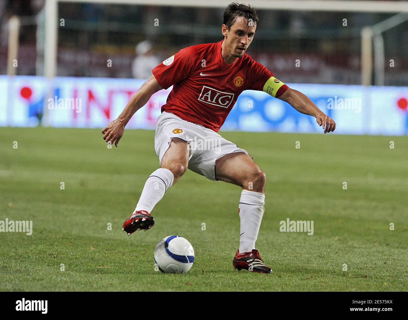 Gary Neville during the UEFA Super Cup Final, Manchester United v