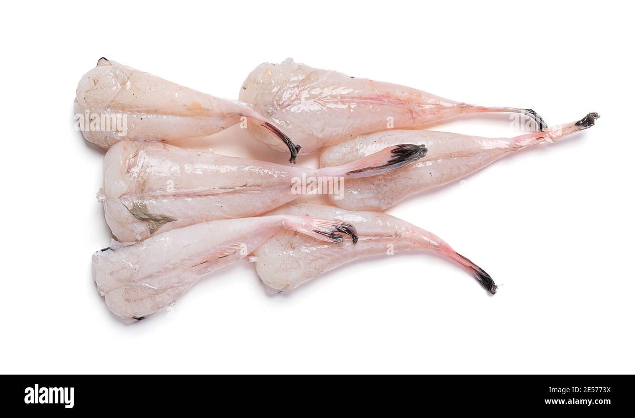 Fresh fish, monkfish tail on white background Stock Photo