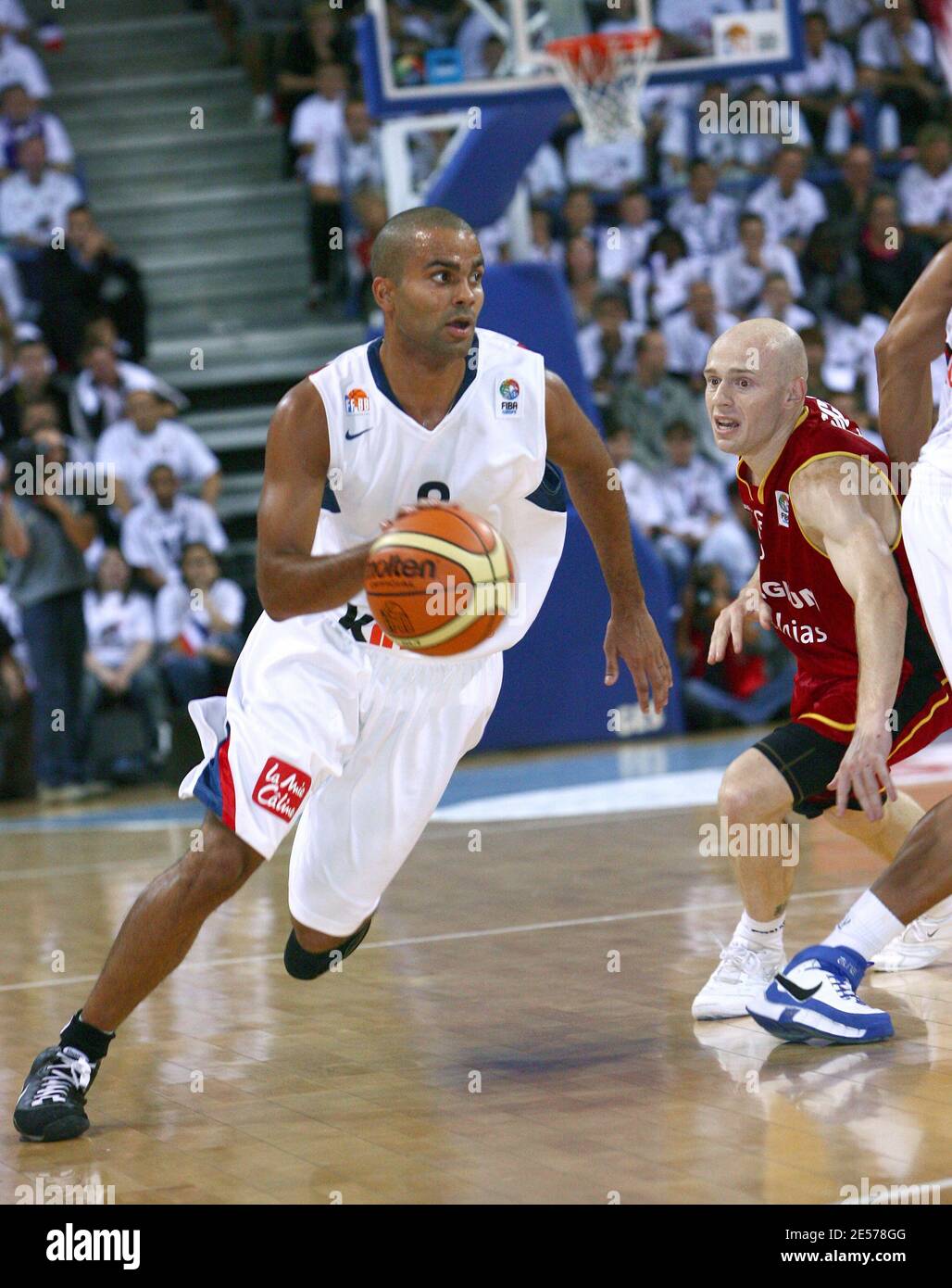 France's Tony Parker during the qualification match for Euro Basket 2009  between France and Belgium in