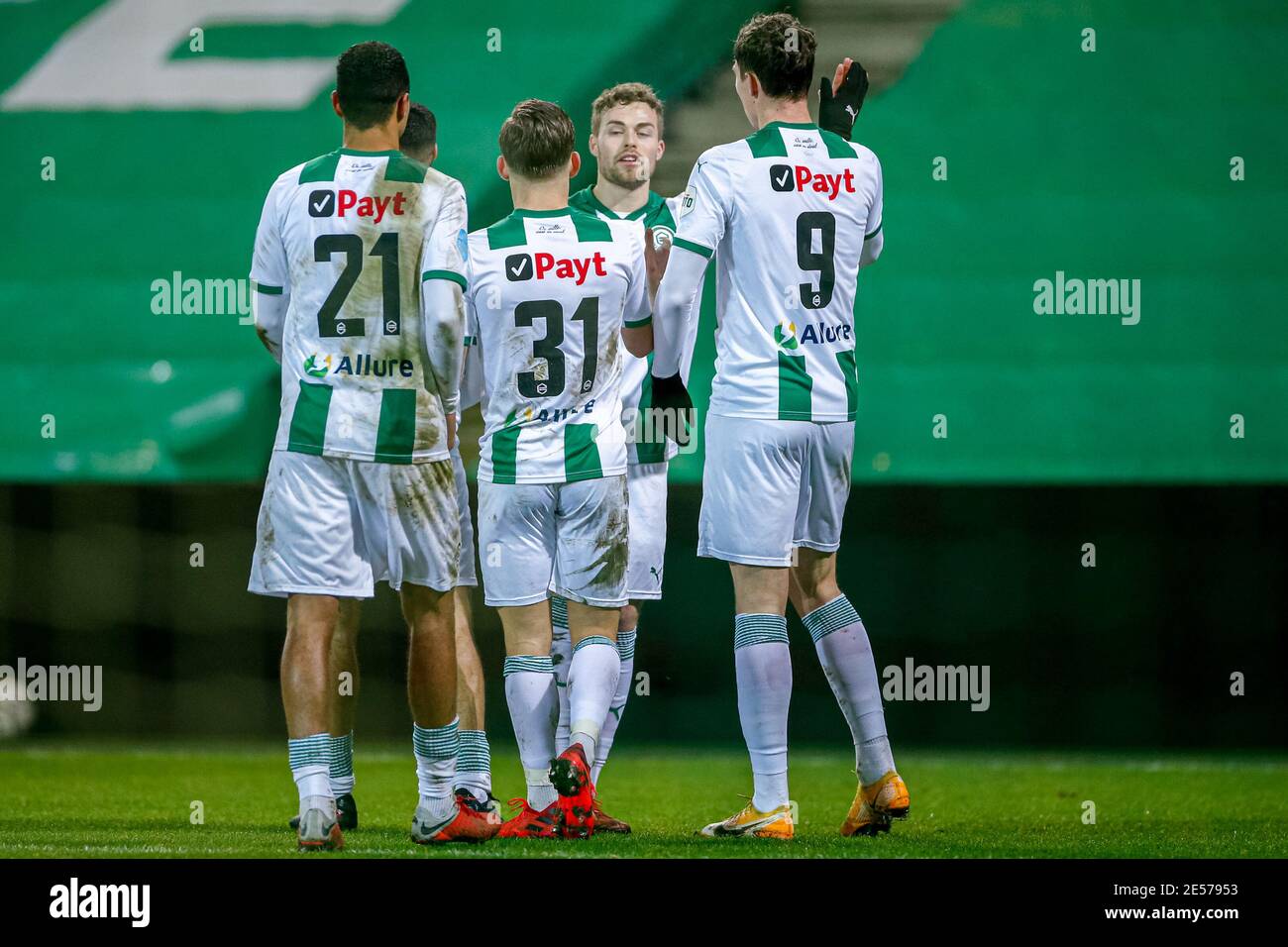 Groningen Netherlands January 26 Jorgen Larsen Of Fc Groningen Celebrating Goal With Team 2 0 During The Dutch Eredivisie Match Between Fc Groni Stock Photo Alamy