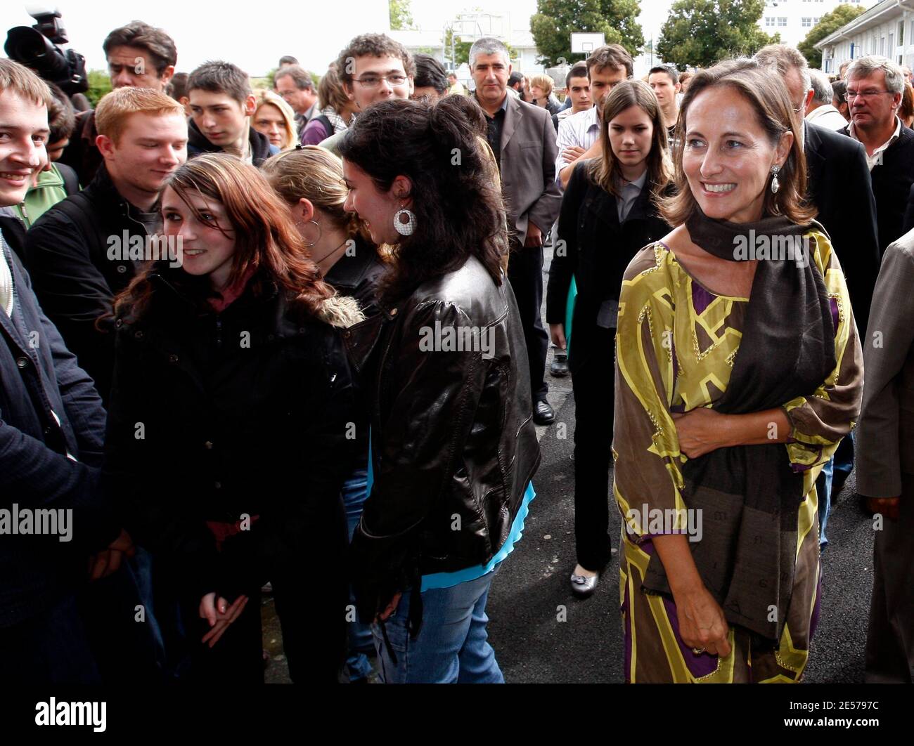 Segolene Royal visits a school in Surgeres, near La Rochelle, France on September 4, 2008 as part of the start of the new school year. Photo by Patrick Bernard/ABACAPRESS.COM Stock Photo