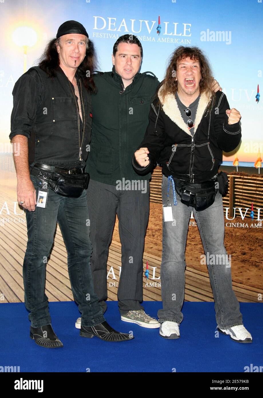 US singer Steve 'Lips' Kudlow, British born director Sacha Gervasi and US singer Robb Reiner pose during the photocall for 'Anvil! The Story of Anvil' as a part of the 34th American Film Festival in Deauville, Normandy, France, on September 06, 2008. Photo by Denis Guignebourg/ABACAPRESS.COM Stock Photo