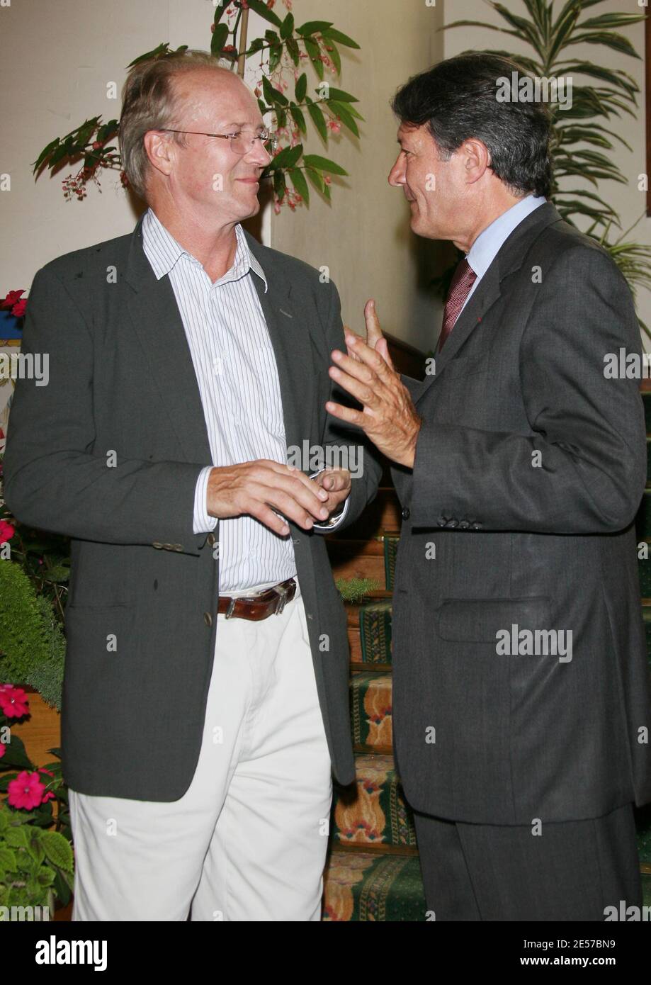 US actor William Hurt (L,) receives the medal of Deauville city 'Medaille de La Ville de Deauville' from by its mayor Philippe Augier, at Deauville's city hall, France, on September 11, 2008. Photo by Dennis Guignebourg/ABACAPRESS.COM Stock Photo