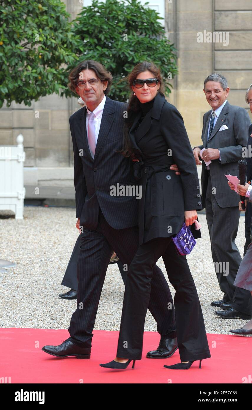 Luc Ferry and his wife arriving to meet with Pope Benedict XVI at the Elysee Palace in Paris, France on September 12, 2008. Pope Benedict XVI starts a four-day visit to Paris and Lourdes. Photo by Abd Rabbo-Mousse-Orban-Taamallah/ABACAPRESS.COM Stock Photo