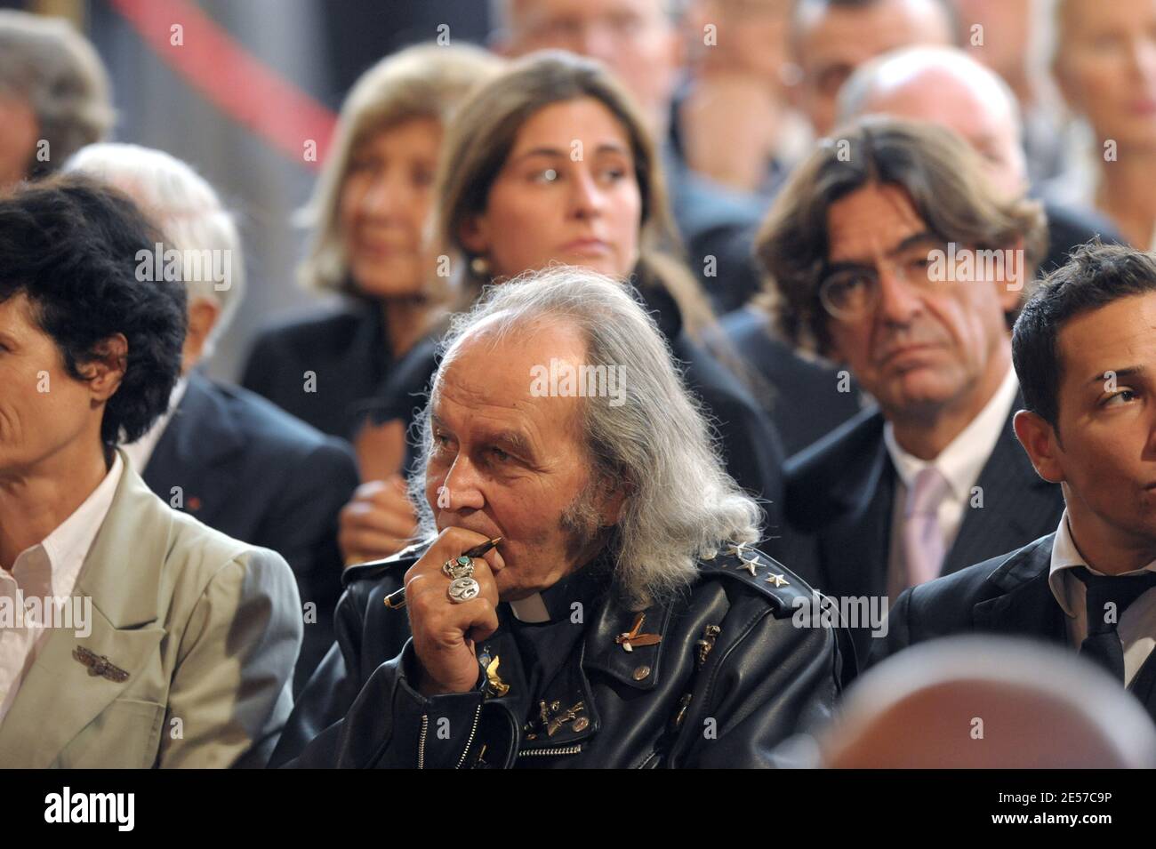 Priest Guy Gilbert, Luc Ferry and Steevy Boulay attending the speech of Pope Benedict XVI at the Elysee Palace in Paris, France, on September 12, 2008. Photo by Abd Rabbo-Mousse-Orban-Taamallah/ABACAPRESS.COM Stock Photo