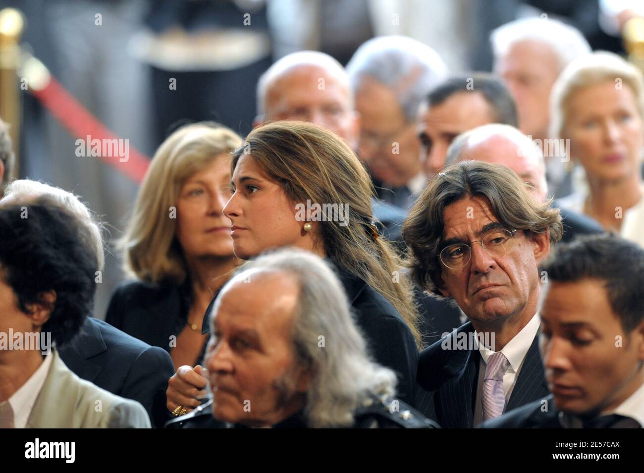 Luc Ferry and his wife attending the speech of Pope Benedict XVI at the Elysee Palace in Paris, France, on September 12, 2008. Photo by Abd Rabbo-Mousse-Orban-Taamallah/ABACAPRESS.COM Stock Photo