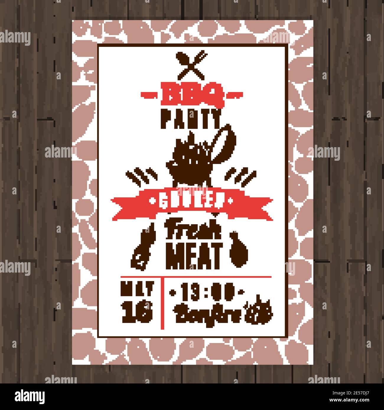 Bbq party promo poster with fresh grilled meat elements vector ...