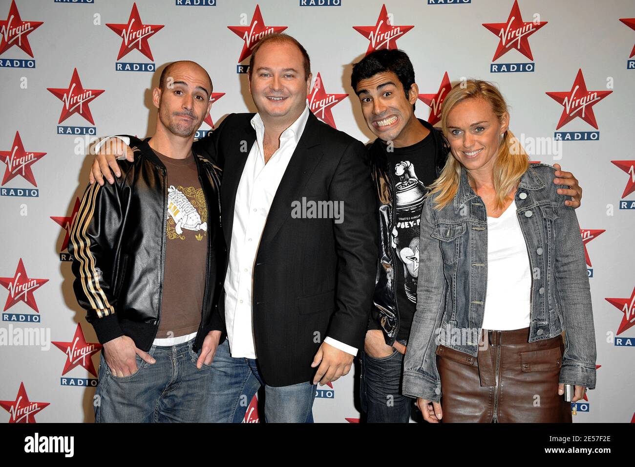 Sebastien Cauet and Cecile de Menibus attend the annual press conference of  Virgin TV channel and Virgin radio held at the Mini Palais in Paris, France  on September 16, 2008. Photo by