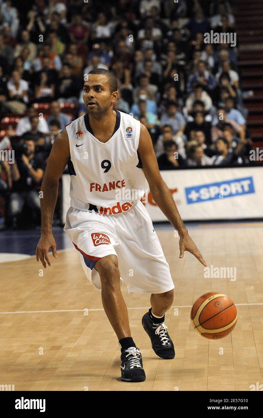 The French basketball player Tony Parker during the Euro Basket qualifying  game, France vs Ukraina in